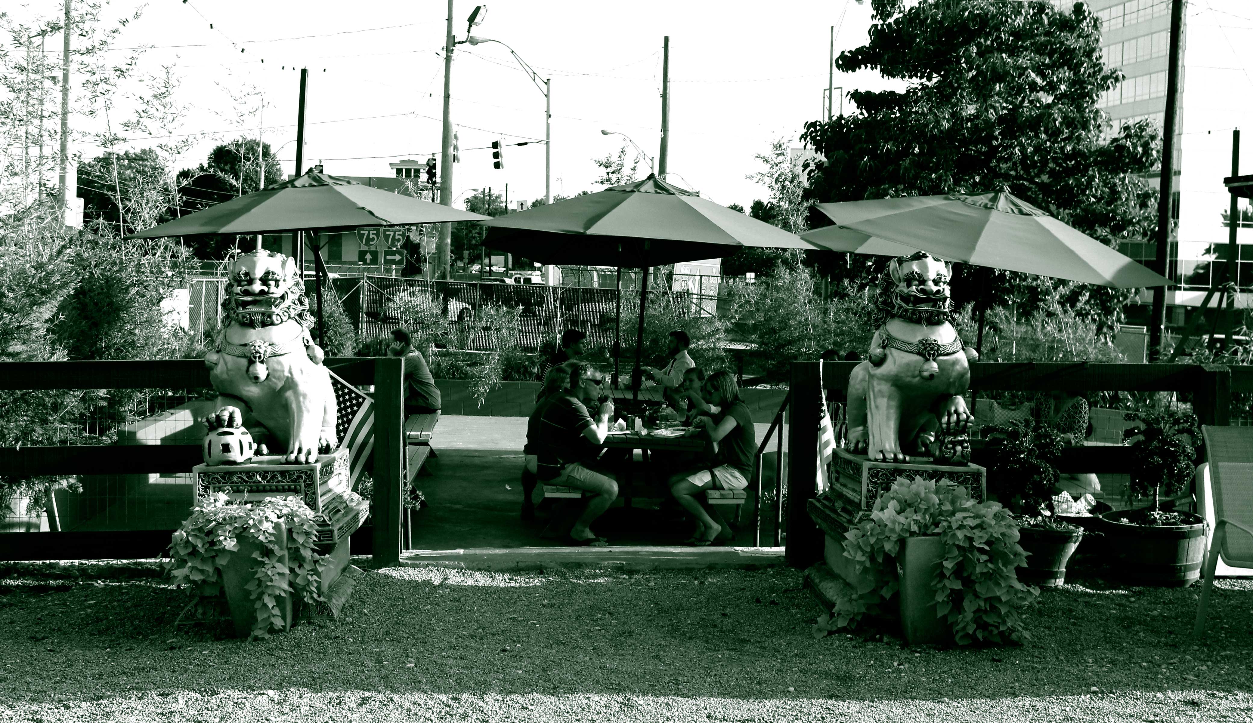 Entrance to Atlanta Food Truck Park and Market main seating area from the food truck area.
